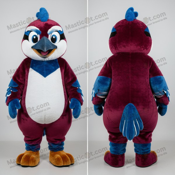 Maroon blue vibrant blue jay mascot - Masticot.com