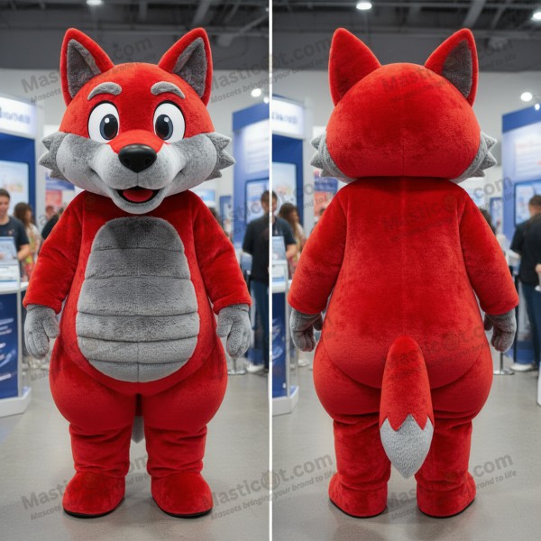 Costum de lup roșu crimson pufos - Masticot.com