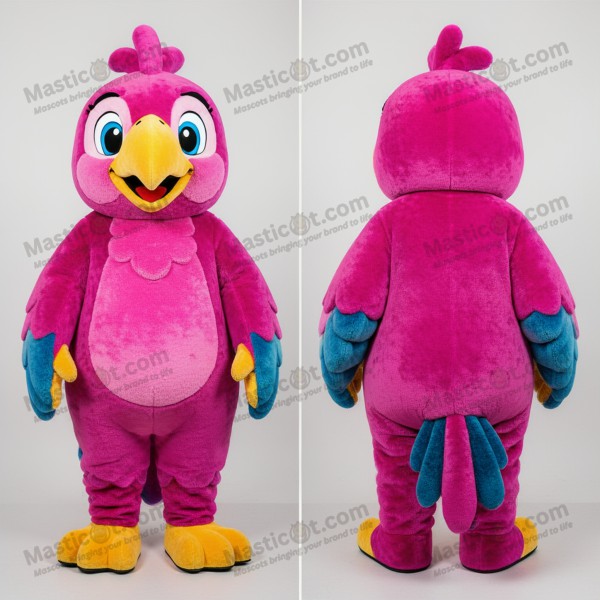 Magenta Cartoon Parrot Mascot - Masticot.com
