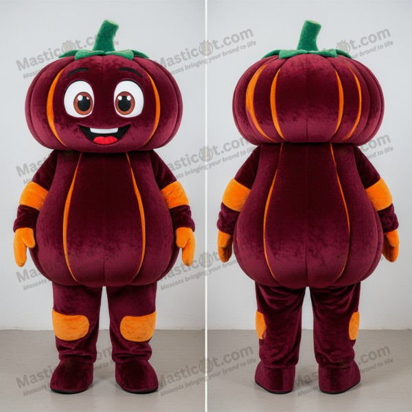 Maroon rounded pumpkin mascot - Masticot.com