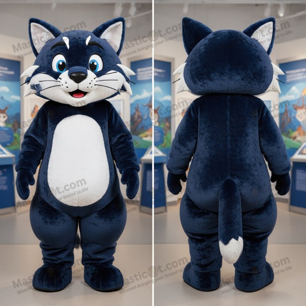 Navy velvety bobcat mascot - Masticot.com