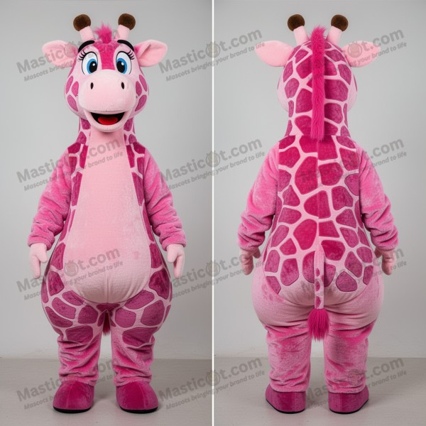 Myk rosa leken giraffemaskot - Masticot.com