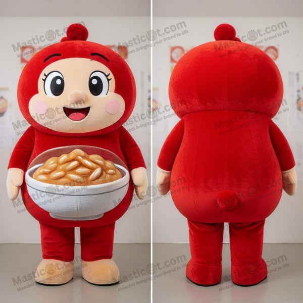 Myk rød dampende misosuppe-maskot - Masticot.com
