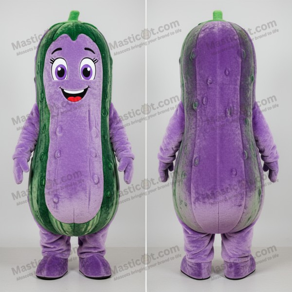 Lavender plush cucumber mascot - Masticot.com