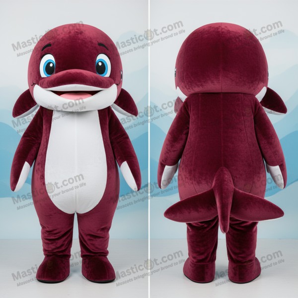 Tmavě červený kulatý kostým velryby - Masticot.com