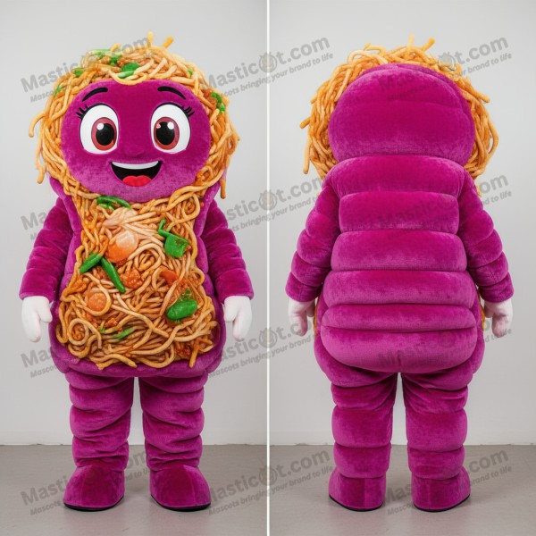 Magenta fluweelachtige pad thai mascotte - Masticot.com
