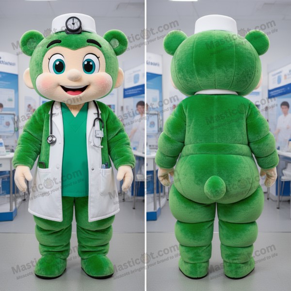 Emerald green broad shouldered doctor mascot - Masticot.com