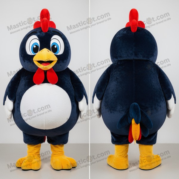 Navy blue velvety roosters mascot - Masticot.com