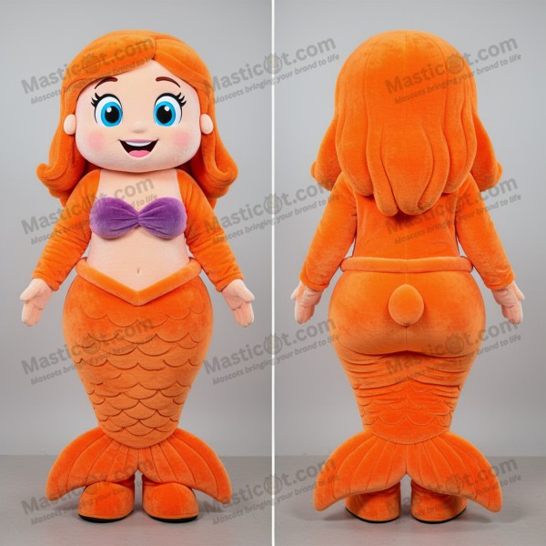 Coral orange playful mermaid mascot - Masticot.com