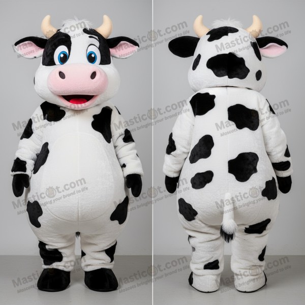 Velvety white holstein cow mascot - Masticot.com