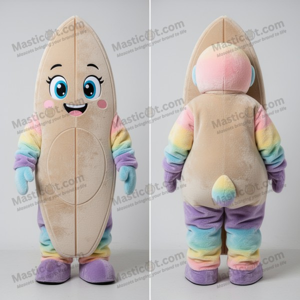Beige plush surfboard mascot - Masticot.com
