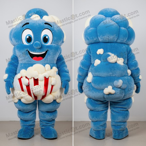 Blå fnugget popcorn-maskot - Masticot.com