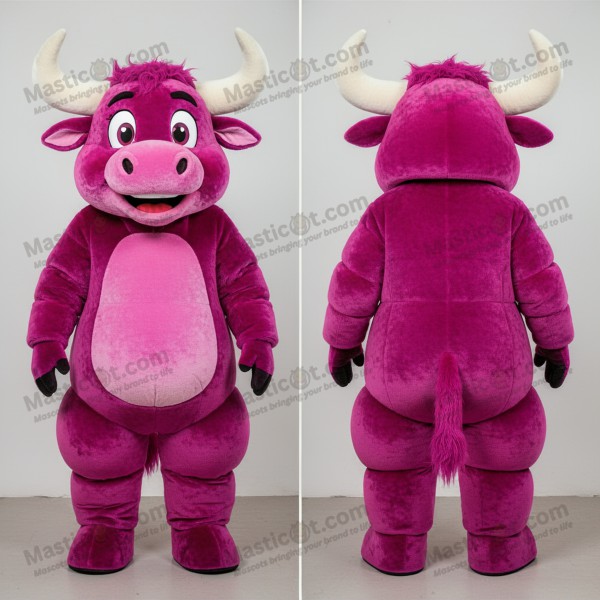 Magenta lavender cartoon minotaur mascot - Masticot.com