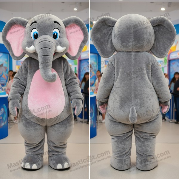 Charcoal Gray Friendly Elephant Mascot - Masticot.com
