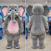 Mascote Elefante Cinzento Amigável - Elefante - MASTICOT_7374 - Masticot.com