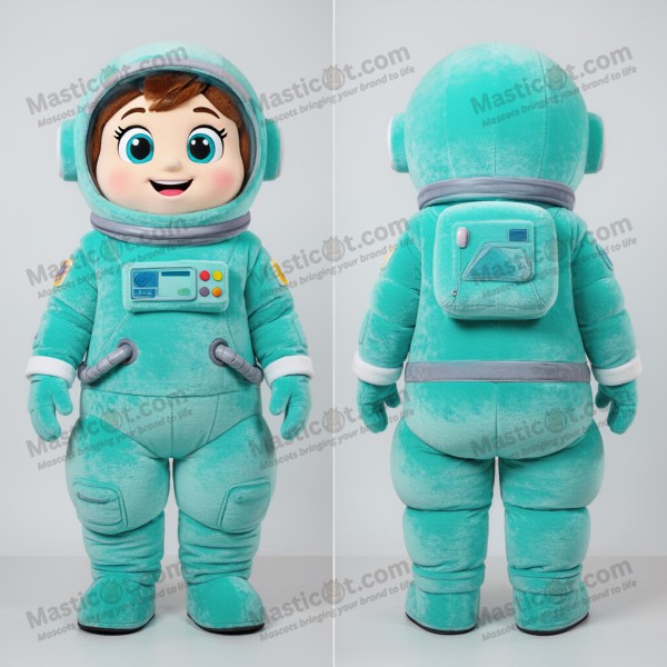 Turquoise Gevoerde Astronaut Mascot - Masticot.com