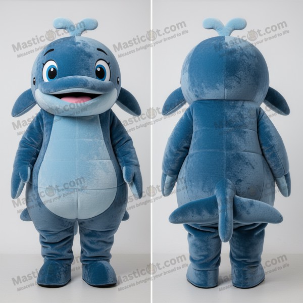 Rust Blue Cartoon Blue Whale Mascot - Masticot.com
