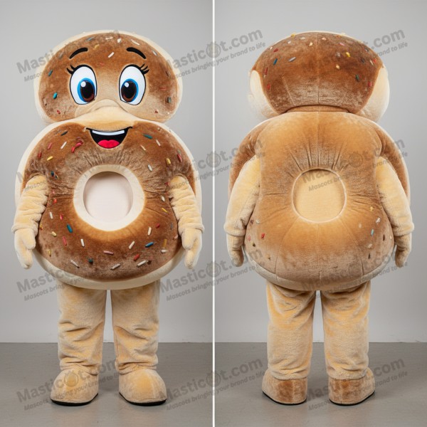 Gouden bruine ronde bagel mascotte - Masticot.com
