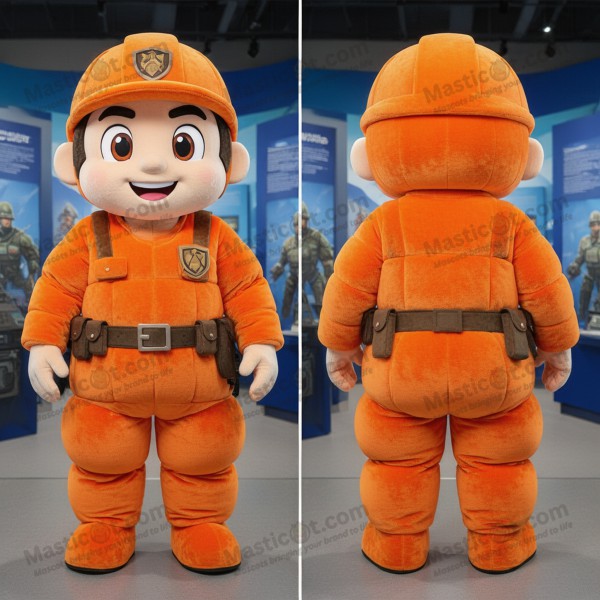 Rust oranžový statečný letec voják maskot - Masticot.com