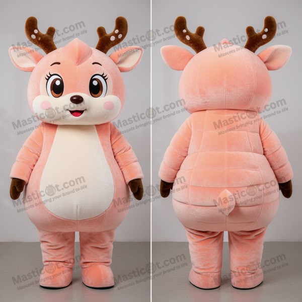 Peach hued velvety roe deer mascot - Masticot.com