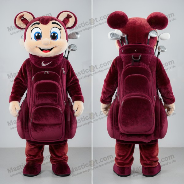 Mascota redonda de bolsa de golf color burdeos -