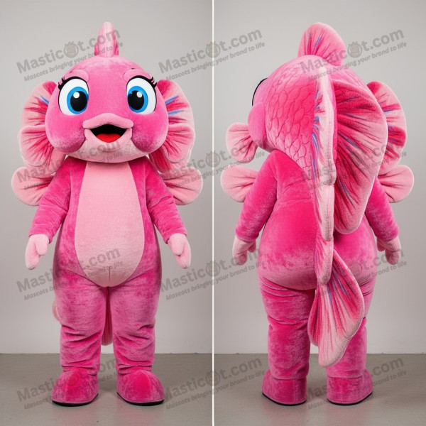 Vibrant pink playful betta fish mascot - Masticot.com