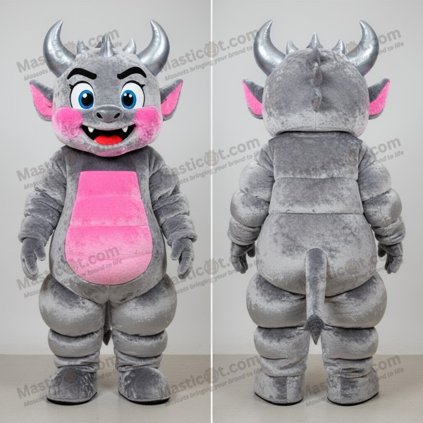 Silver horned demon mascot - Masticot.com