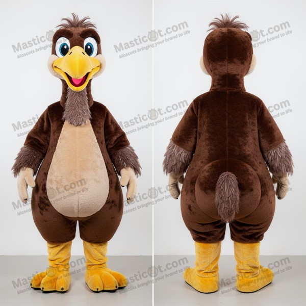 Brown velvety emu mascot - Masticot.com