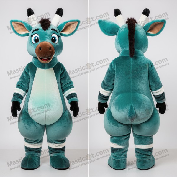 Teal Cartoon Okapi Mascot - Masticot.com