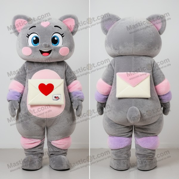 Zachtgrijze liefdesbrief mascotte - Masticot.com