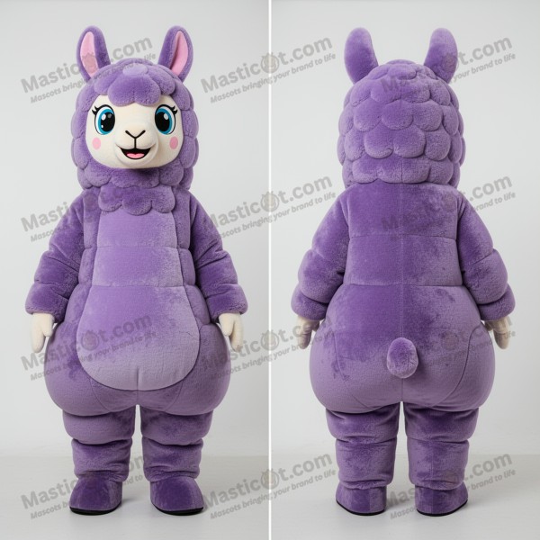 Myk lavendel-alpakka maskot - Masticot.com