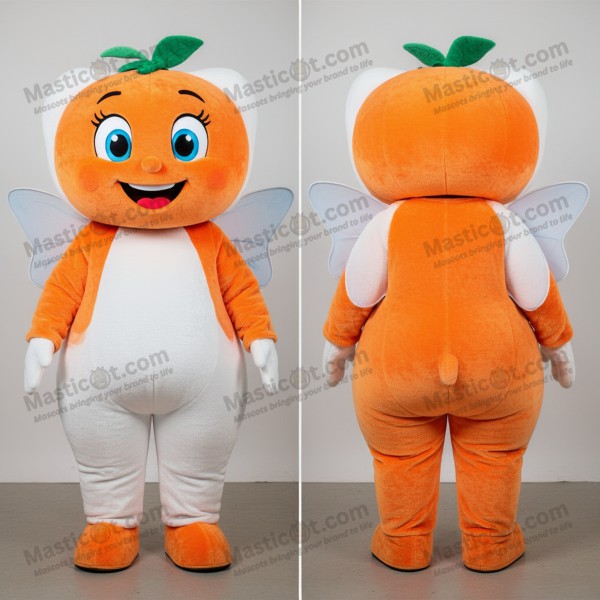 Vibrant Orange Cartoon Tooth Fairy Mascot - Masticot.com