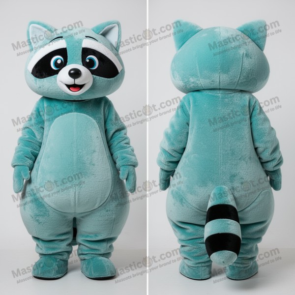 Turquoise plush raccoon mascot - Masticot.com