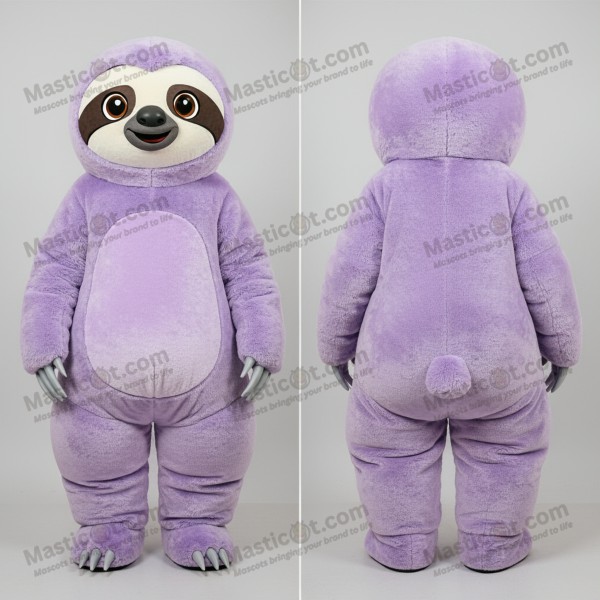 Lavender Denim-clad Sloth Mascot - Masticot.com