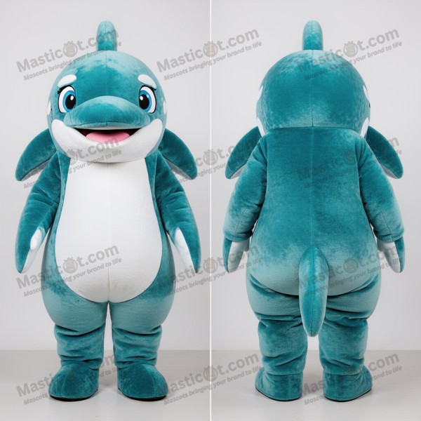 Blågrønn plussj-killerhval-maskot - Masticot.com