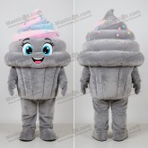 Velvety gray cheerful cupcake mascot - Masticot.com