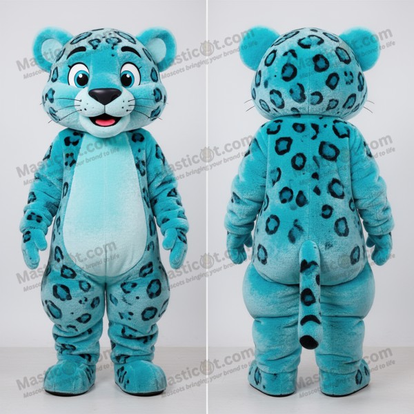 Cyan broad shouldered leopard mascot - Masticot.com