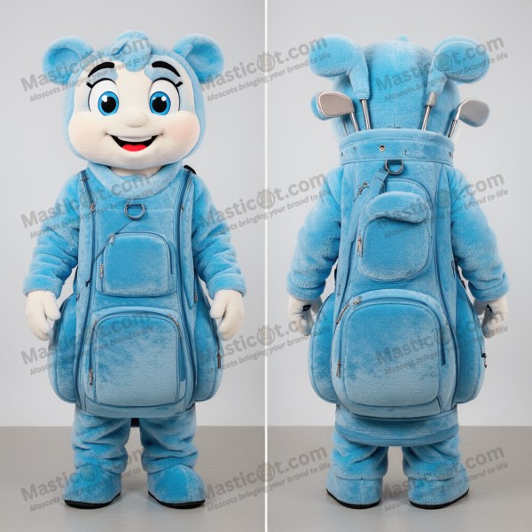 Mascota de bolsa de golf estilo caricatura azul cielo -