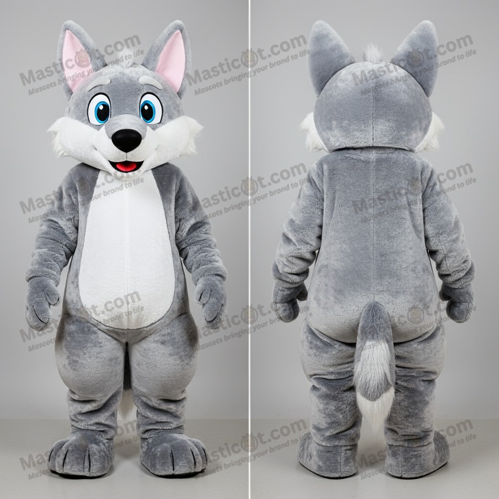 Silver sleek dingo-maskot - Masticot.com