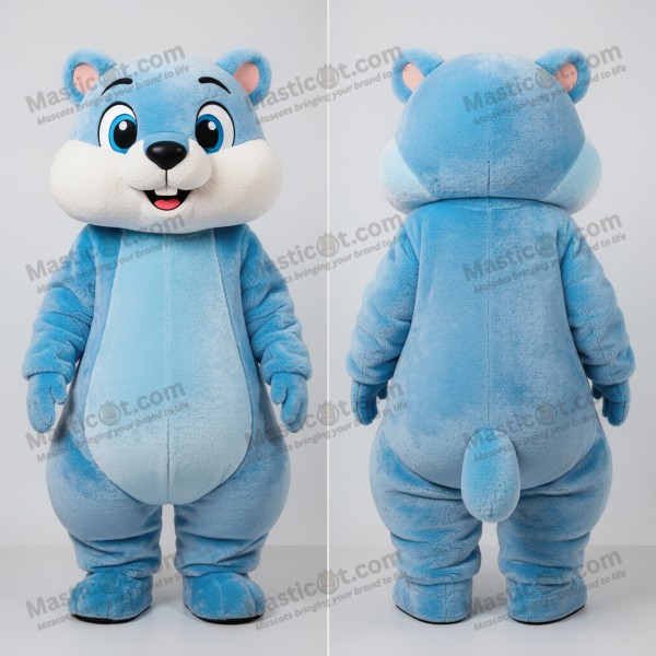 Sky blue fluffy marmot mascot - Masticot.com