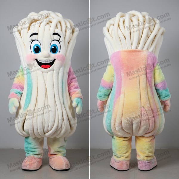 Velvety white playful spaghetti mascot - Masticot.com