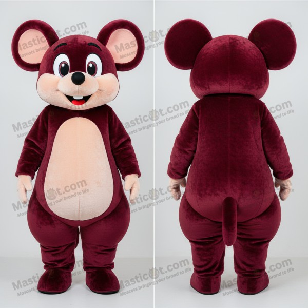 Karmínová plyšová kartonová myší maskot - Masticot.com