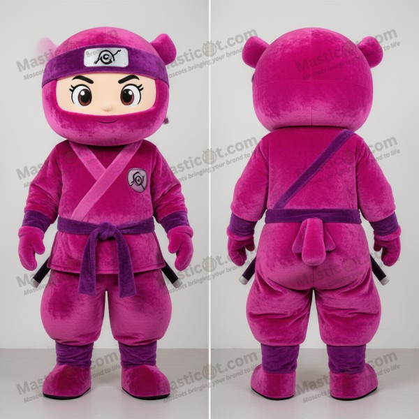 Magenta velvety ninja mascot - Masticot.com