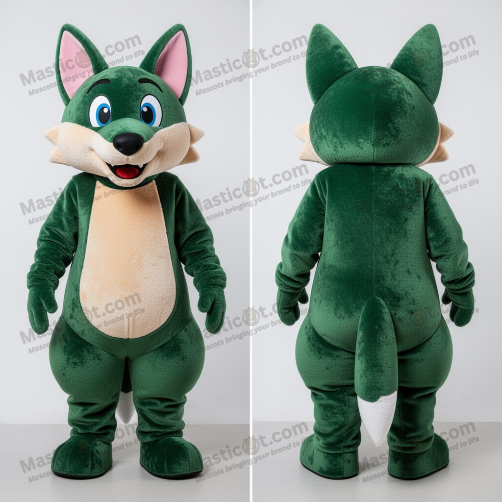 Waldgrüner kuscheliger Dingo-Maskottchen - Masticot.com