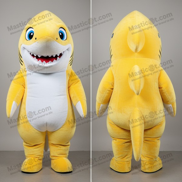 Yellow grinning megalodon mascot - Megalodon - Masticot.com