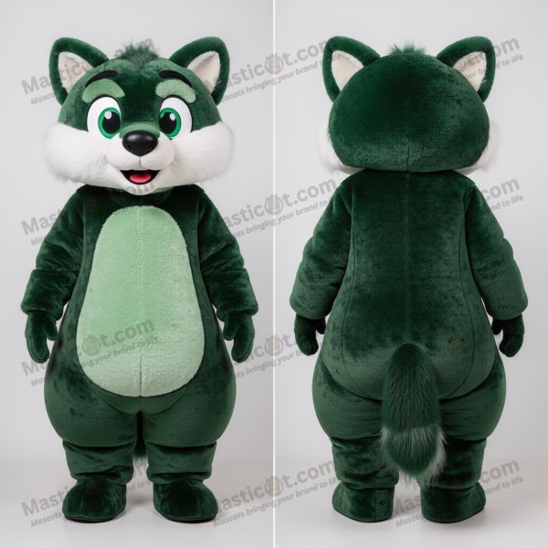 Forest green plush ermine mascot - Masticot.com