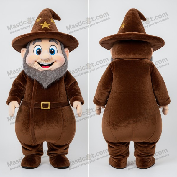 Velvety brown whimsical wizard mascot - Masticot.com