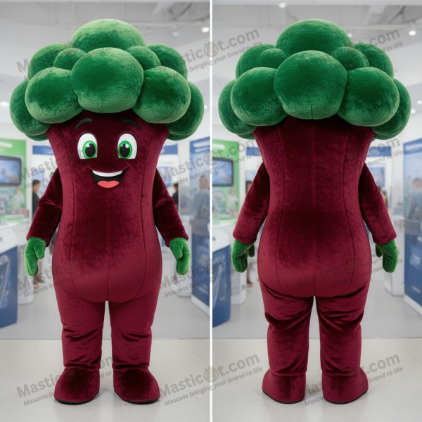 Maroon shelled broad shouldered broccoli mascot -