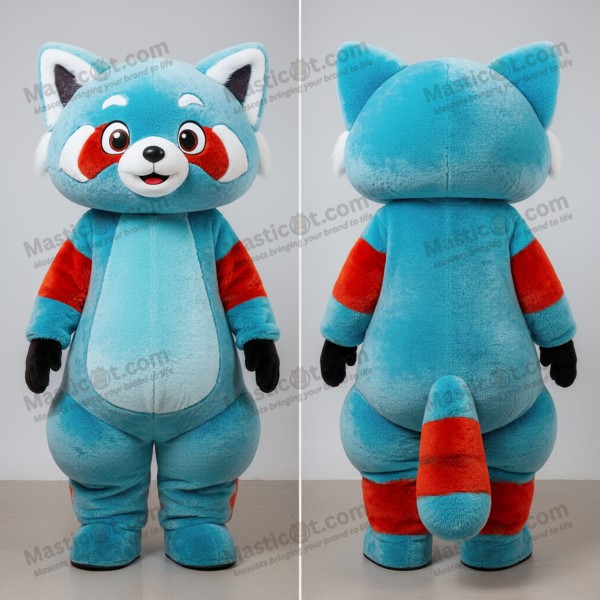 Cyan fløyelsmyk rød panda maskot - Masticot.com