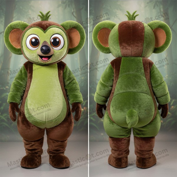 Olivově zelená plyšová maskota ayeaye - Masticot.com